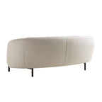 Divano curvo a 3 posti con cuscini a sfera, misto lino beige