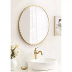 Specchio da Parete Decorativo Rotondo Oro 26'' Diametro con Bordo Ondulato