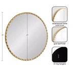 Specchio da Parete Decorativo Rotondo Oro 26'' Diametro con Bordo Ondulato