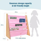 Libreria a fionda per bambini in legno e MDF a 4 ripiani 63,5 cm L x 61 cm A x 28 cm P