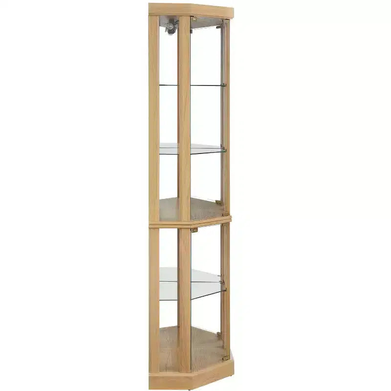Corner Curio Cabinet with Glass Doors and Shelves, Corner Display Case for Living Room