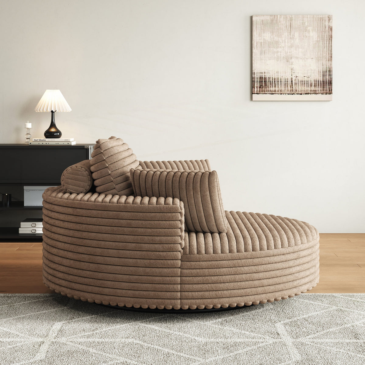 Corduroy Chenille Foam Single Swivel Chair