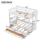 Letto a castello in legno Twin su Twin con scaletta, letto estraibile e cassetti
