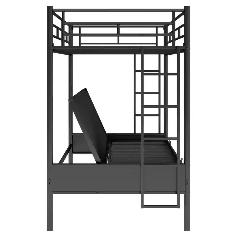 Letto a castello in metallo con letto inferiore regolabile, una piazza e mezza superiore e matrimoniale inferiore, 183 A x 198 L x 105 P cm