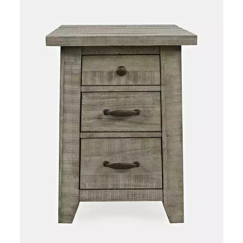 Jofran,Telluride Rustic Farmhouse Solid Wood USB Charging Chairside End Table