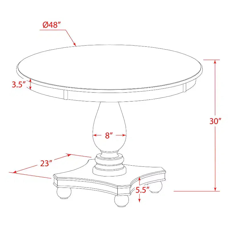 Tavolo da pranzo rotondo in legno di gomma asiatico 76 A x 122 D cm