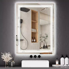 Specchio da bagno retroilluminato e frontale a LED con anti-appannamento e dimmer