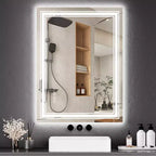 Specchio da bagno retroilluminato e frontale a LED con anti-appannamento e dimmer