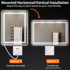 Specchio da bagno retroilluminato e frontale a LED con anti-appannamento e dimmer
