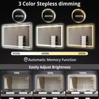 Specchio da bagno retroilluminato e frontale a LED con anti-appannamento e dimmer