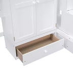Letto a soppalco full size in legno con libreria, scrivania, cassetti e armadio 94.4''L x 57''W