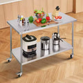 Tavolo da Lavoro in Acciaio Inox 30"x60"x38" con Ruote e Altezza Regolabile