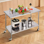 Tavolo da Lavoro in Acciaio Inox 30"x60"x38" con Ruote e Altezza Regolabile
