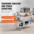 Tavolo da Lavoro in Acciaio Inox 30"x60"x38" con Ruote e Altezza Regolabile