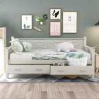 Lettino singolo in legno e MDF con 2 cassetti portaoggetti