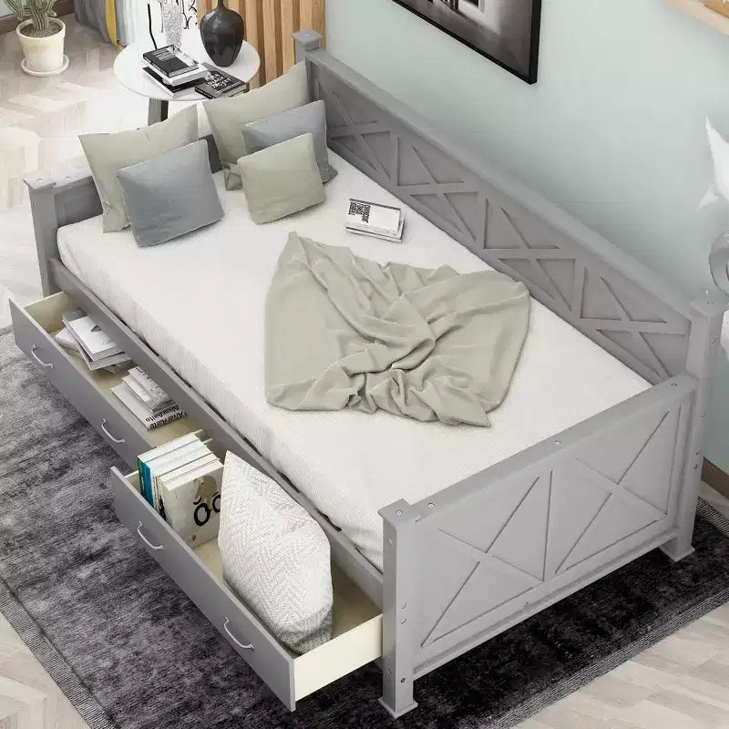 Divano letto singolo in legno in stile casual moderno e rustico