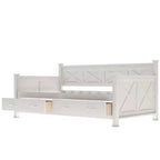 Lettino singolo in legno e MDF con 2 cassetti portaoggetti