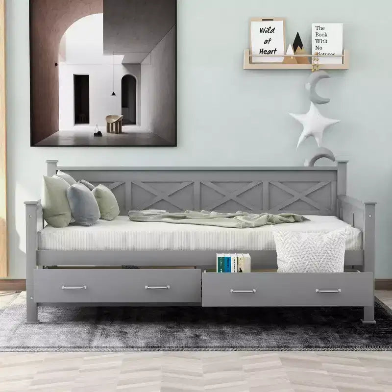 Divano letto singolo in legno in stile casual moderno e rustico