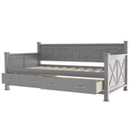 Lettino singolo in legno e MDF con 2 cassetti portaoggetti
