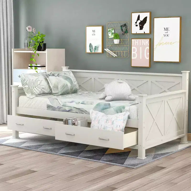 Whisen Modern and Rustic Casual Style Twin Size Wood Daybed