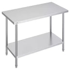 VEVOR Stainless Steel Prep Table, 24 x 48 x 34 Inch, 800 lbs Load Capacity, Heavy Duty Metal Worktable with 3 Adjustable Height Levels