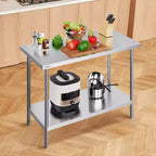 Tavolo da Preparazione in Acciaio Inox 24"x48"x34" con Ripiani Regolabili