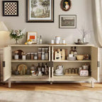 Credenza/Buffet in MDF a 4 ante con pannelli scanalati intagliati 160 cm L x 81 cm A x 40 cm P