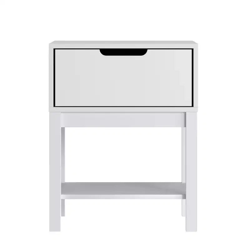 Comodino per Bambini con Cassetto Singolo e Struttura in Legno Massello, Tavolino per Cameretta con Ripiano Aperto