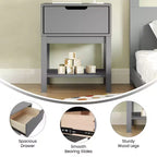 Comodino per Bambini in Legno con Cassetto Singolo e Ripiano Aperto