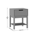Comodino per Bambini in Legno con Cassetto Singolo e Ripiano Aperto