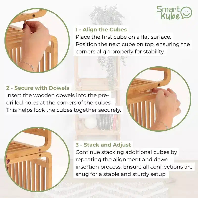 Evideco French Home Goods Smart Kube Scaffale portaoggetti in bambù a cubo, 13 divisori impilabili