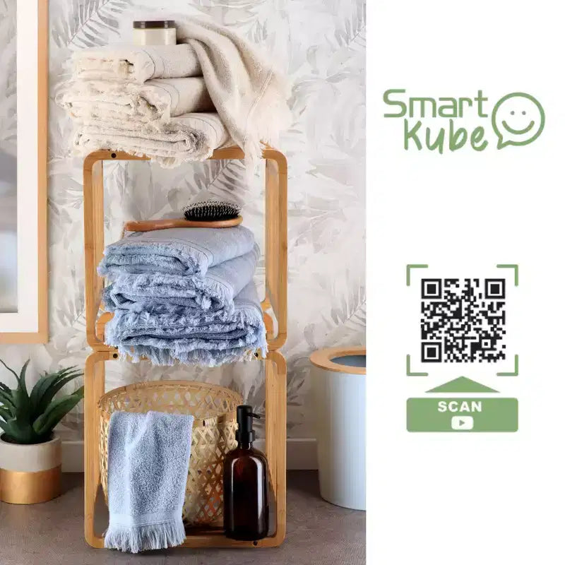 Evideco French Home Goods Smart Kube Scaffale portaoggetti in bambù a cubo, 13 divisori impilabili