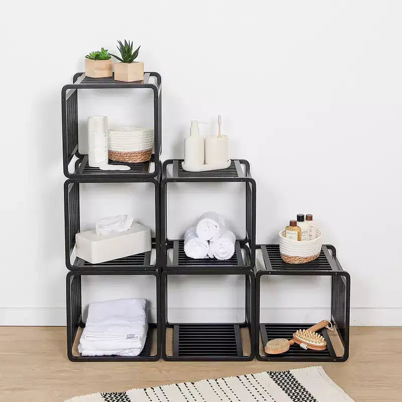 Evideco French Home Goods Smart Kube Scaffale portaoggetti in bambù a cubo, 13 divisori impilabili