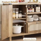 Madia in legno e rattan 59.1''L x 18.43''P x 8.07''A
