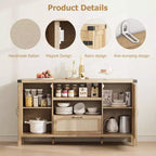 Madia in legno e rattan 59.1''L x 18.43''P x 8.07''A