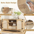 Madia in legno e rattan 59.1''L x 18.43''P x 8.07''A