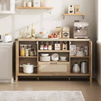 Madia in legno e rattan 59.1''L x 18.43''P x 8.07''A