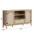 Madia in legno e rattan 59.1''L x 18.43''P x 8.07''A