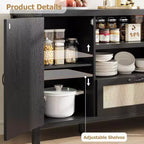 Madia in legno e rattan 59.1''L x 18.43''P x 8.07''A