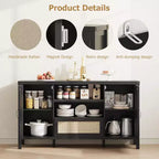 Madia in legno e rattan 59.1''L x 18.43''P x 8.07''A