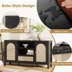 Madia in legno e rattan 59.1''L x 18.43''P x 8.07''A