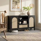 Madia in legno e rattan 59.1''L x 18.43''P x 8.07''A
