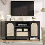 Madia in legno e rattan 59.1''L x 18.43''P x 8.07''A