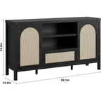 Madia in legno e rattan 59.1''L x 18.43''P x 8.07''A