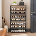 ACOINEL 8-Tier Shoe Rack, 29.5L Large Capacity Shoe Storage Organizer (Holds 21-24 Pairs), Space-Saving Rustic Brown & Black Shoe Shelf