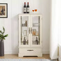 Glass Curio Display Cabinet with Light, Adjustable Shelves, and Vintage Drawer for Home Decor