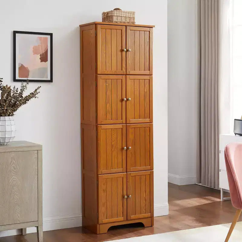 Armadio Portatutto in Legno con 8 Ante e 4 Ripiani 183.9 cm A x 60.5 cm L x 32 cm P