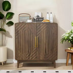 MAYEERTY Sideboard Buffet Cabinet with Carved 2 Door Adjustable Layer Board for Living Room Kitchen Dining Room Walnut