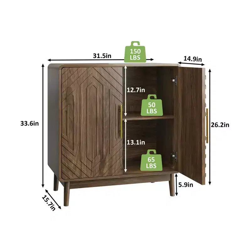 Credenza a buffet in MDF e legno massello 85 cm (A) x 80 cm (L) x 40 cm (P)