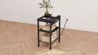 ACOINEL Side Table with Charging Station, 3-Tier Small End Table with Adjustable Shelf/USB/Type-C, Black Nightstand